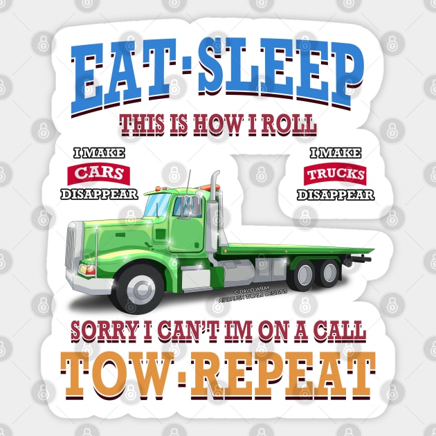 Eat Sleep Tow Repeat Tow Truck Towing Novelty Gift Sticker by Airbrush World